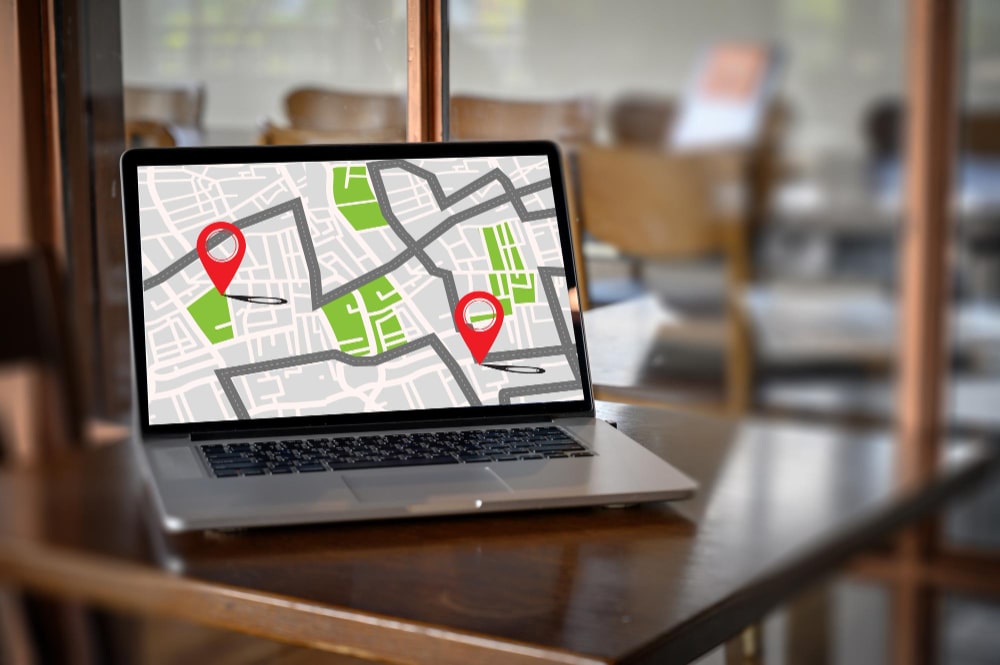 Location Map on Laptop